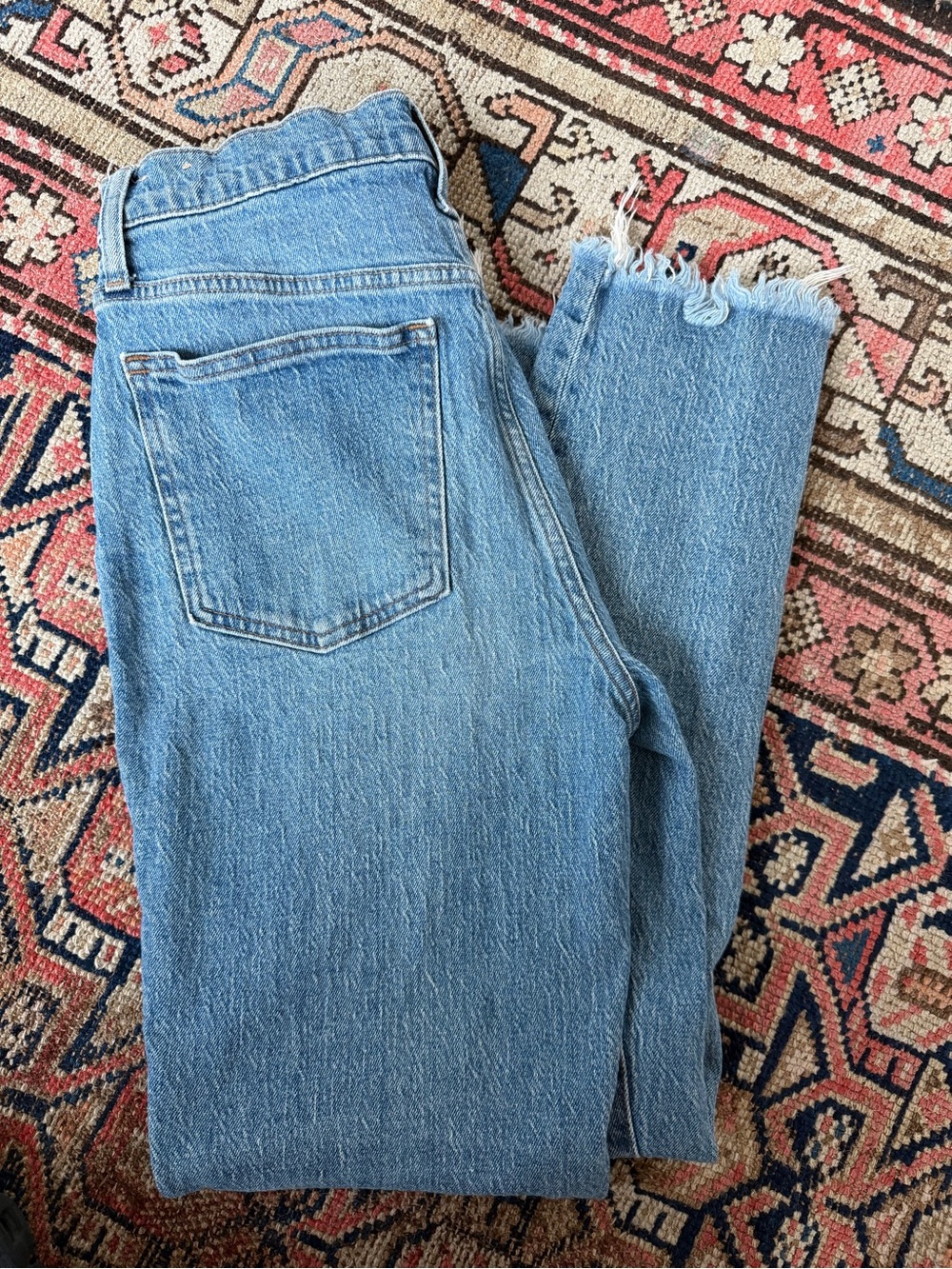 Madewell Medium Blue Frayed Hem Jeans